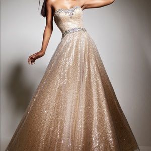 Tony Bowls size 4 full gold sequin gown
